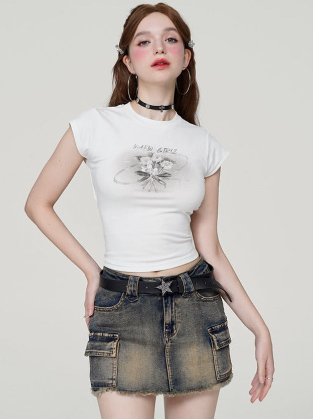 Midnight Osh Retro Tight Denim Skirt