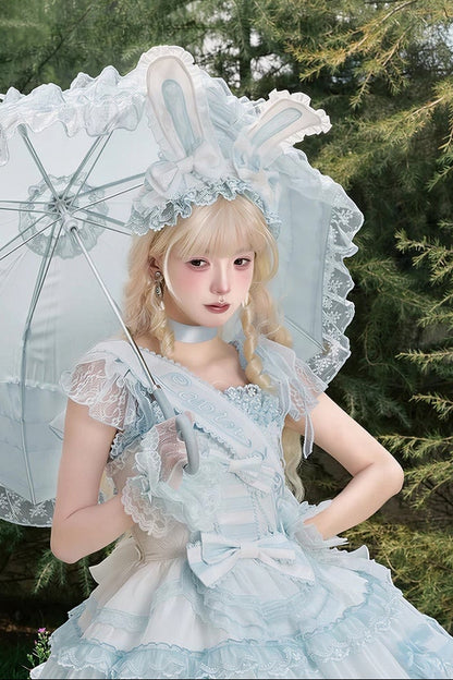 【6月20日予約締切】ピンク/ブルースイートラビットリボンフェアリープリンセスシリーズアクセサリー（うさ耳ヘアバンド・サッシュ）