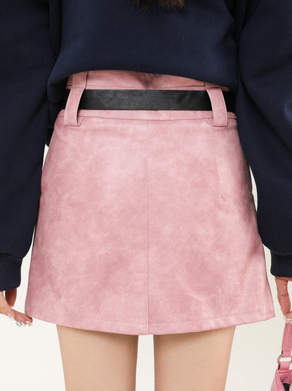 Girly Design Pink High Waist Short Skirt