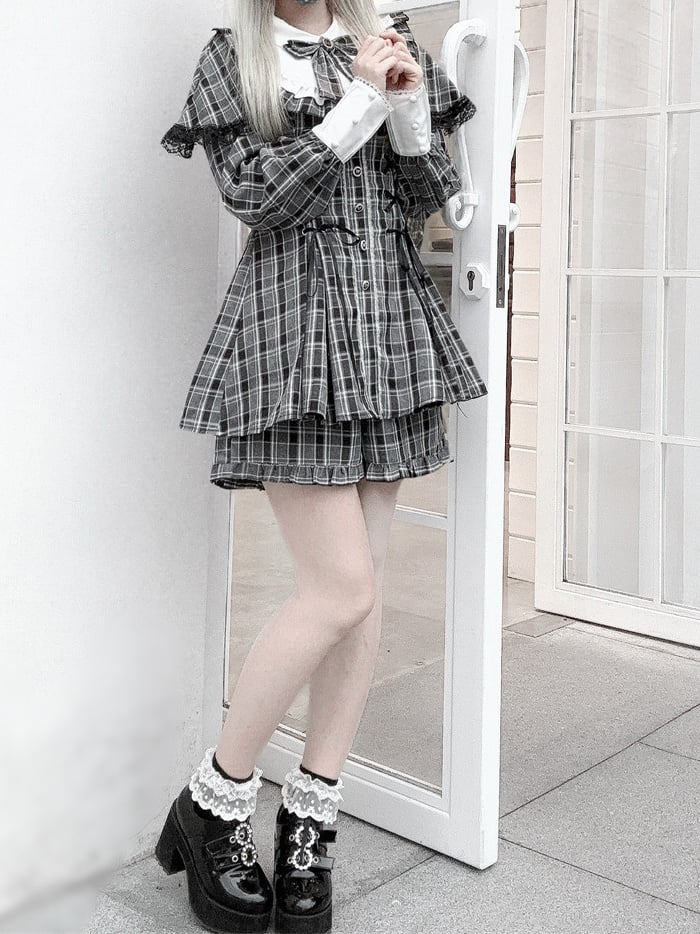 【1月20日予約締切】リボンフリルカラーケープレースアップドレスセットアップ