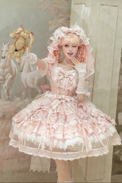 【2月26日予約締切】ラビングスノーピンクロリータロマンティックドレス＋フルセットA/B