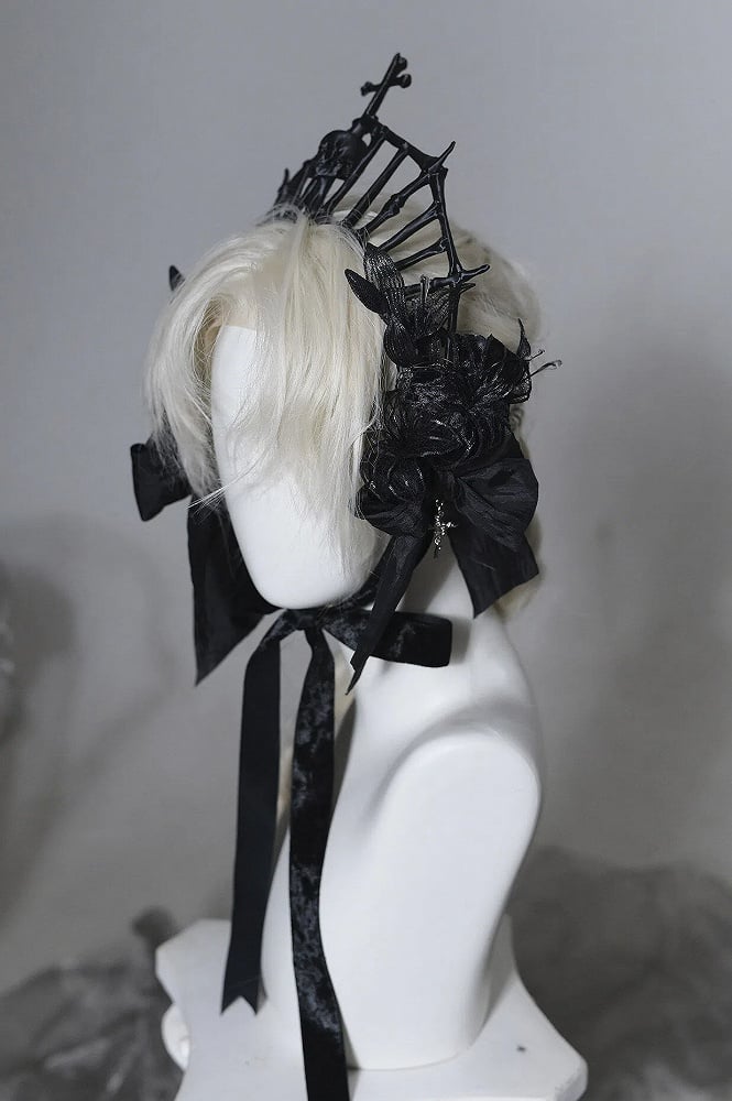 [Vorbestellung bis 8. Juni] Phantom Night Serie Gothic Kreuz Skelett Krone Kopfschmuck Stirnband