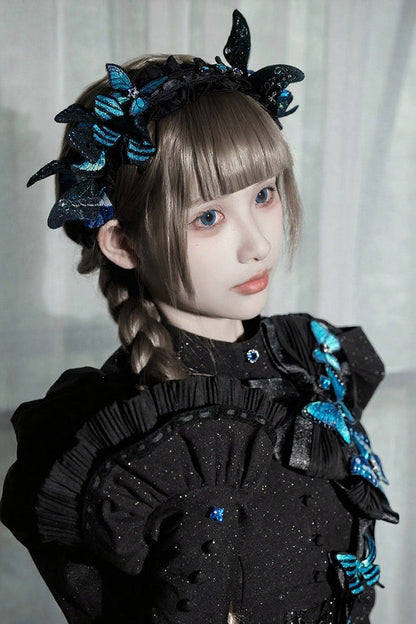 [Vorbestellschluss: 10. Monat, 14. Tag] Schwarz/Weiß Gothic-Lolita-Schmetterlingsschleifen-Serie Accessoires(Haube/Spitzen-Kopfschmuck KC/KC/4 Arten von Fotorahmen/Fotorahmen-Set)