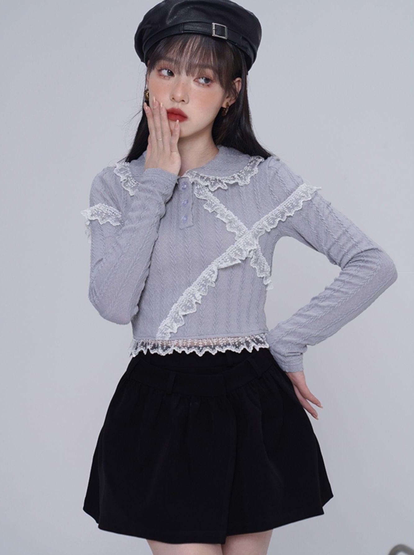 Doll Collar Lace French Top