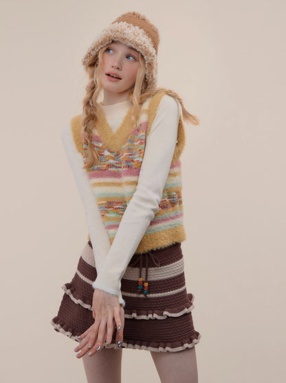 Colorful Dot American Retro Knit Vest