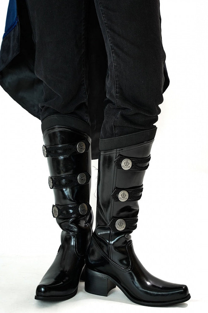 【9月7日予約締切】Black/White/Gray Gothic Lolita Prince Square Toe Retro Boots
