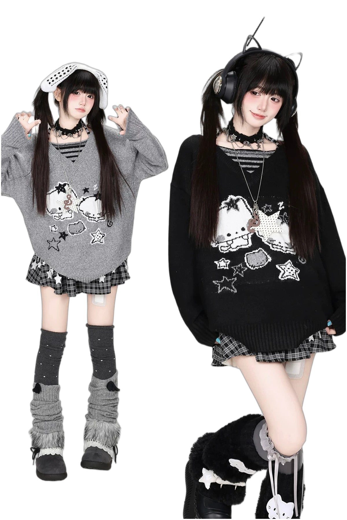Striped Cat Knit Sweater