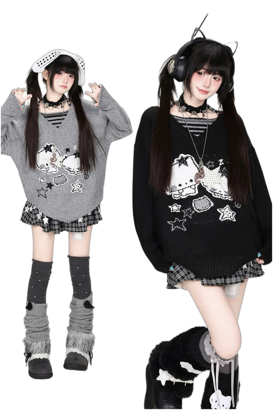 Striped Cat Knit Sweater