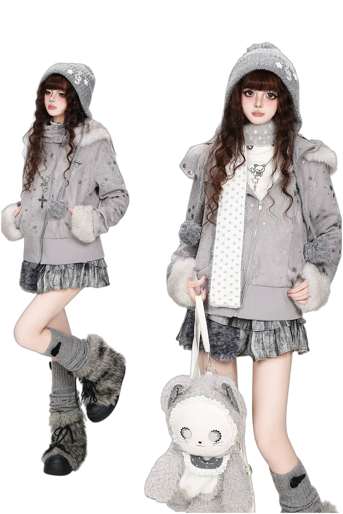 Hooded Snowflake Sequin Quilted Jacket