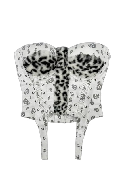 Haut bandeau rembourré asymétrique à imprimé léopard