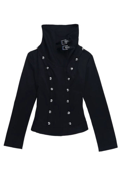 Black High-Neck Short Jacket