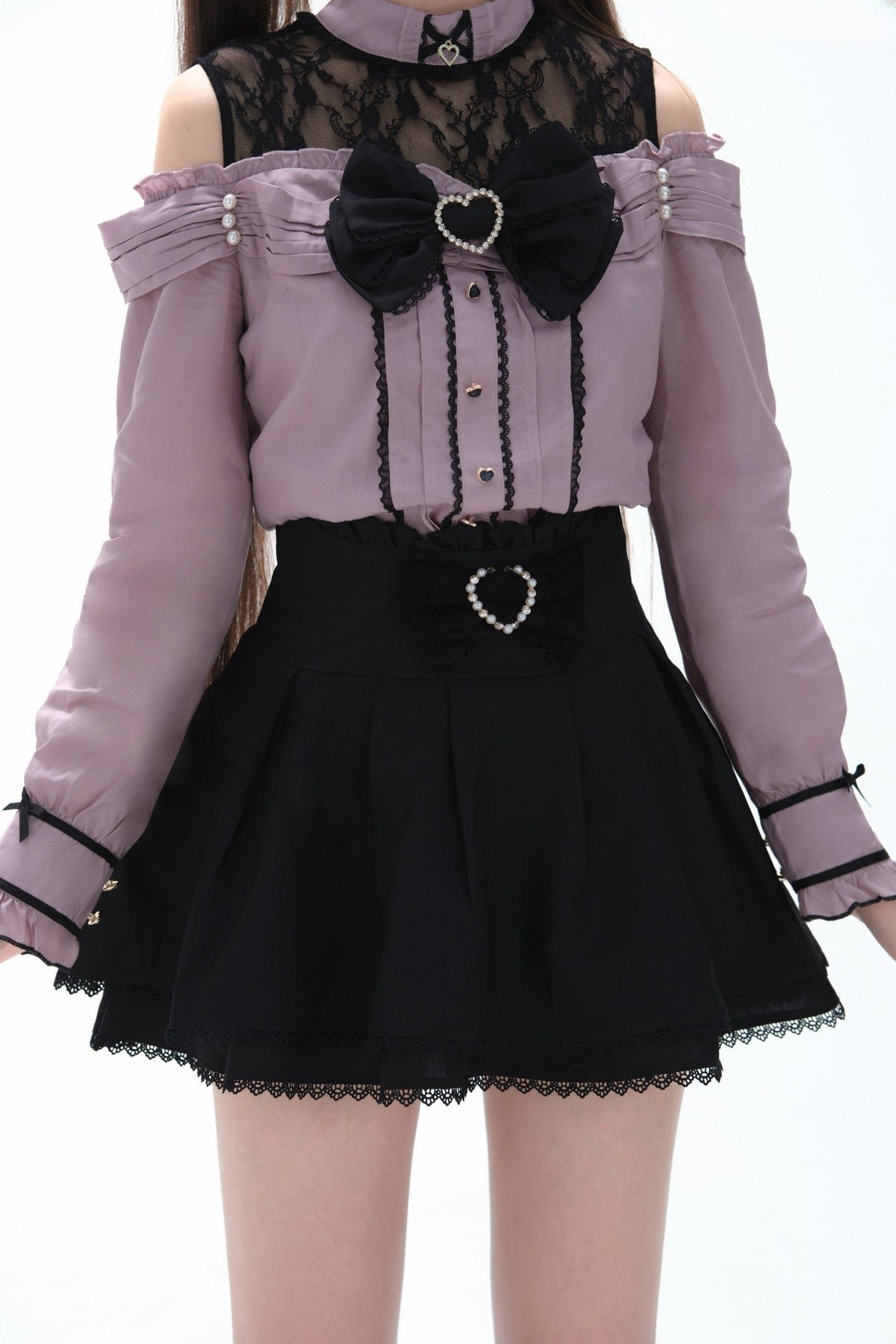 Japanese Lace Tencel Shirt And Skirt Set
