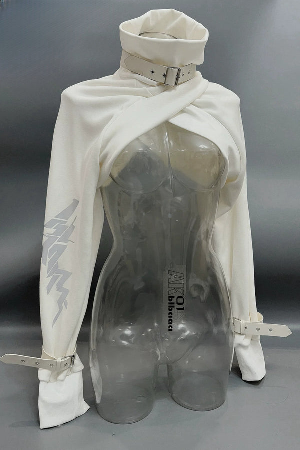 Plush Turtleneck Scarf Sleeve Top