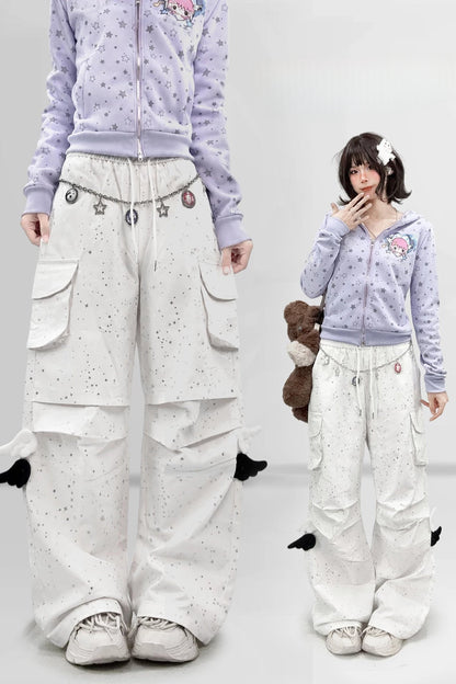 Y2K Star Sequin Wide-Leg Pants
