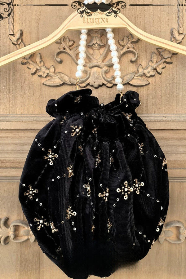 Black Gold Beaded Empire Dress
