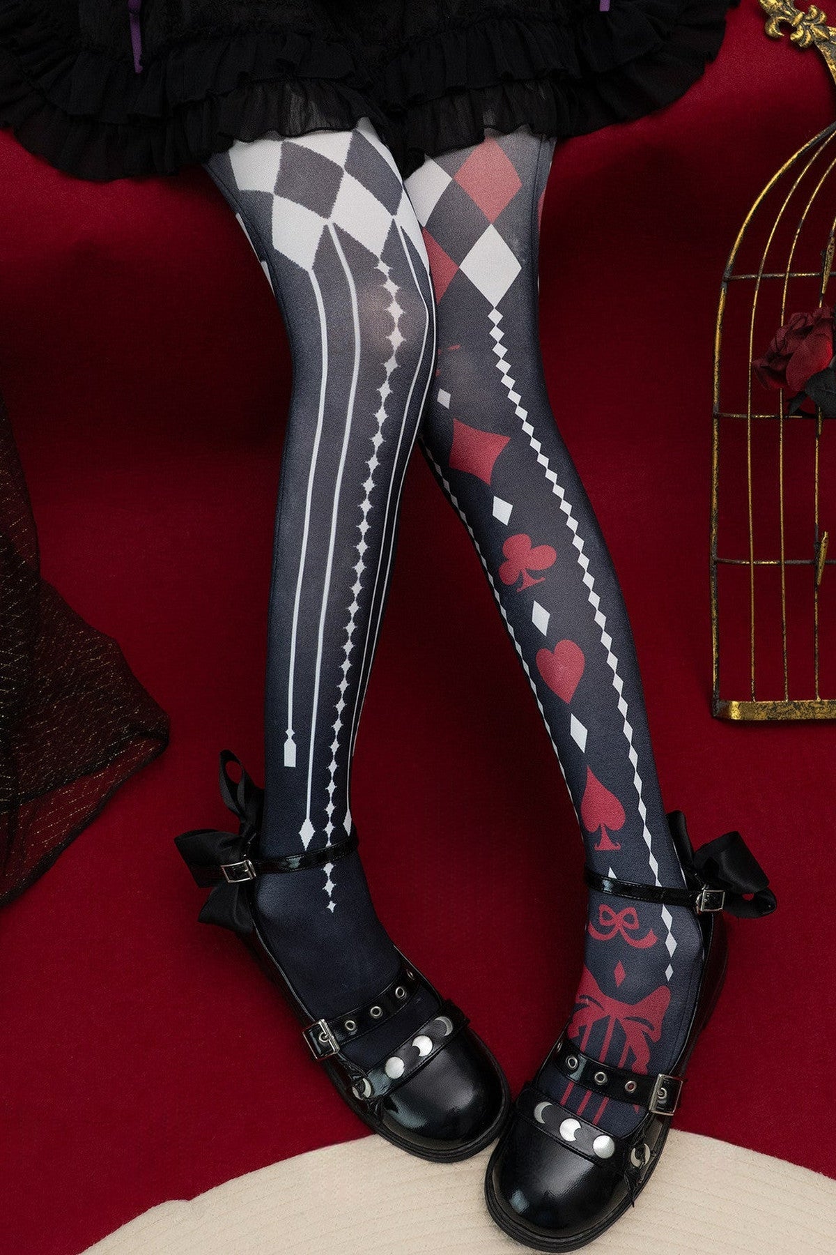 Playing Card Print Tights
