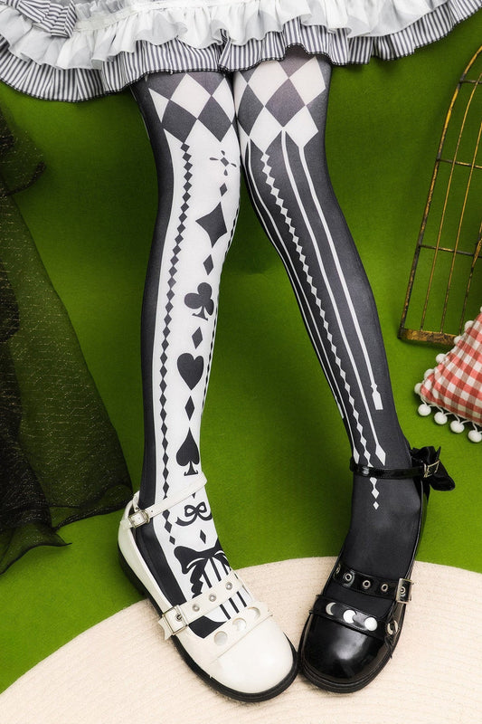 Playing Card Print Tights