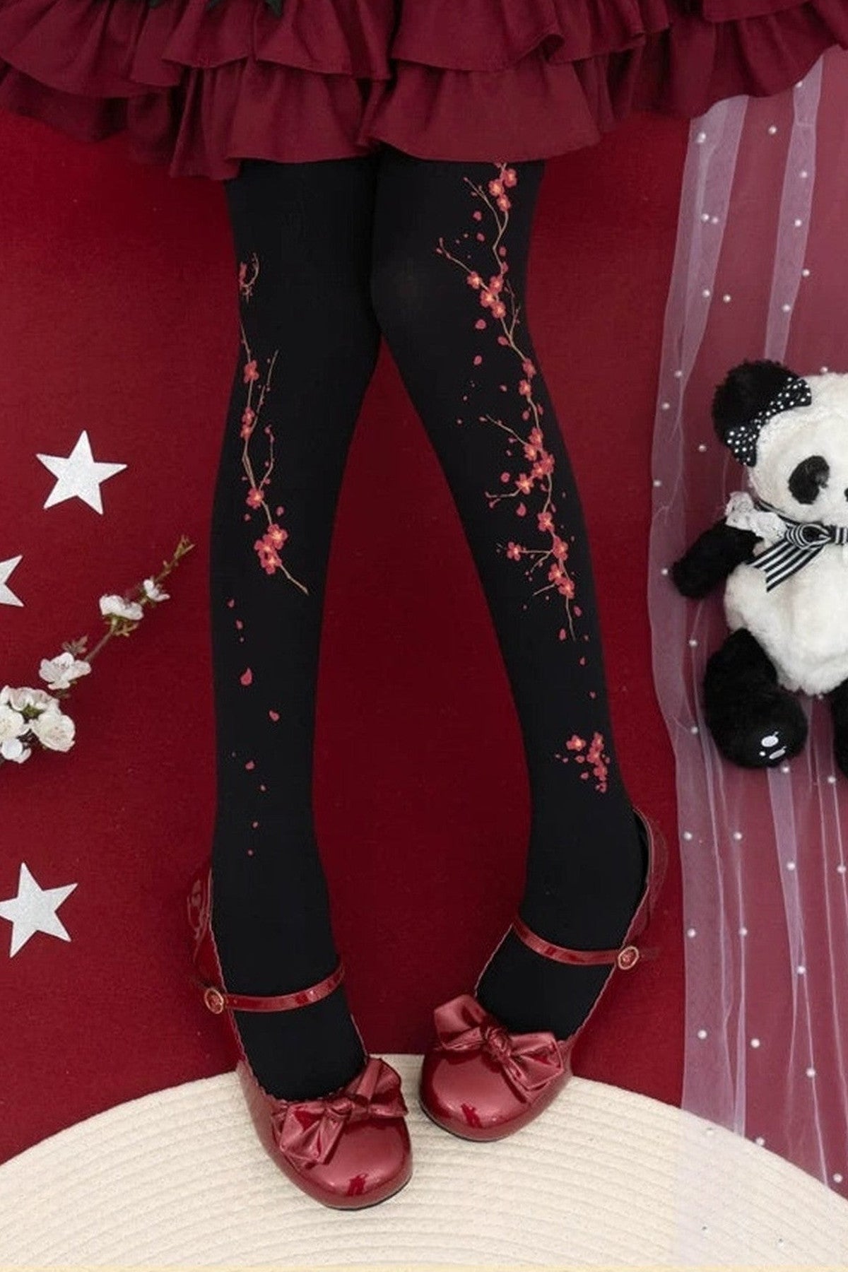 Hidden Plum Blossom Tights