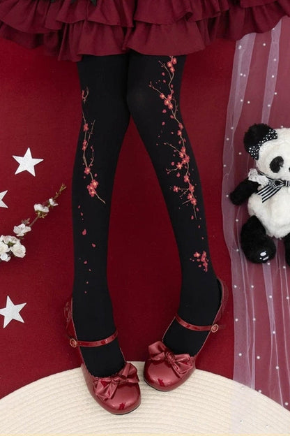 Hidden Plum Blossom Tights