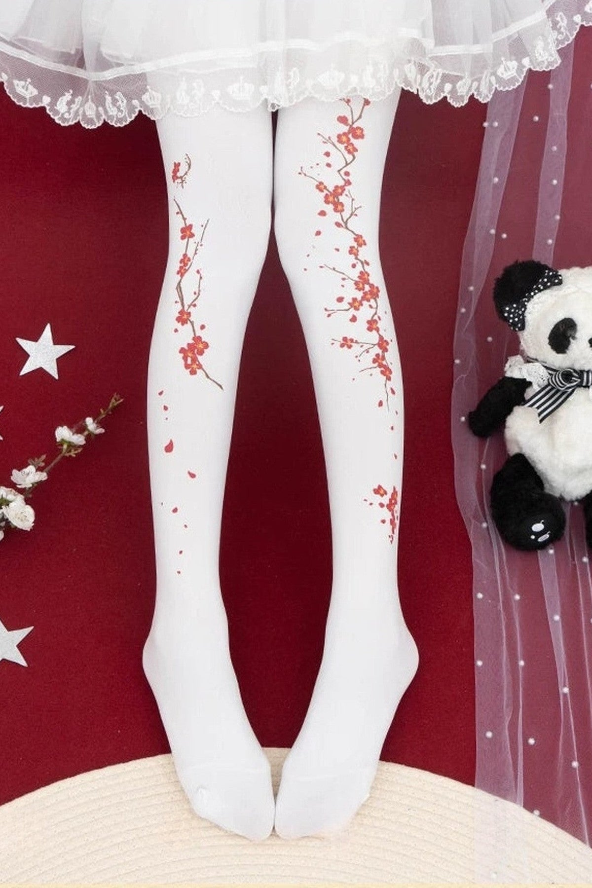 Hidden Plum Blossom Tights