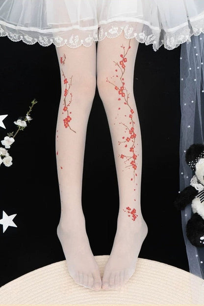 Hidden Plum Blossom Tights