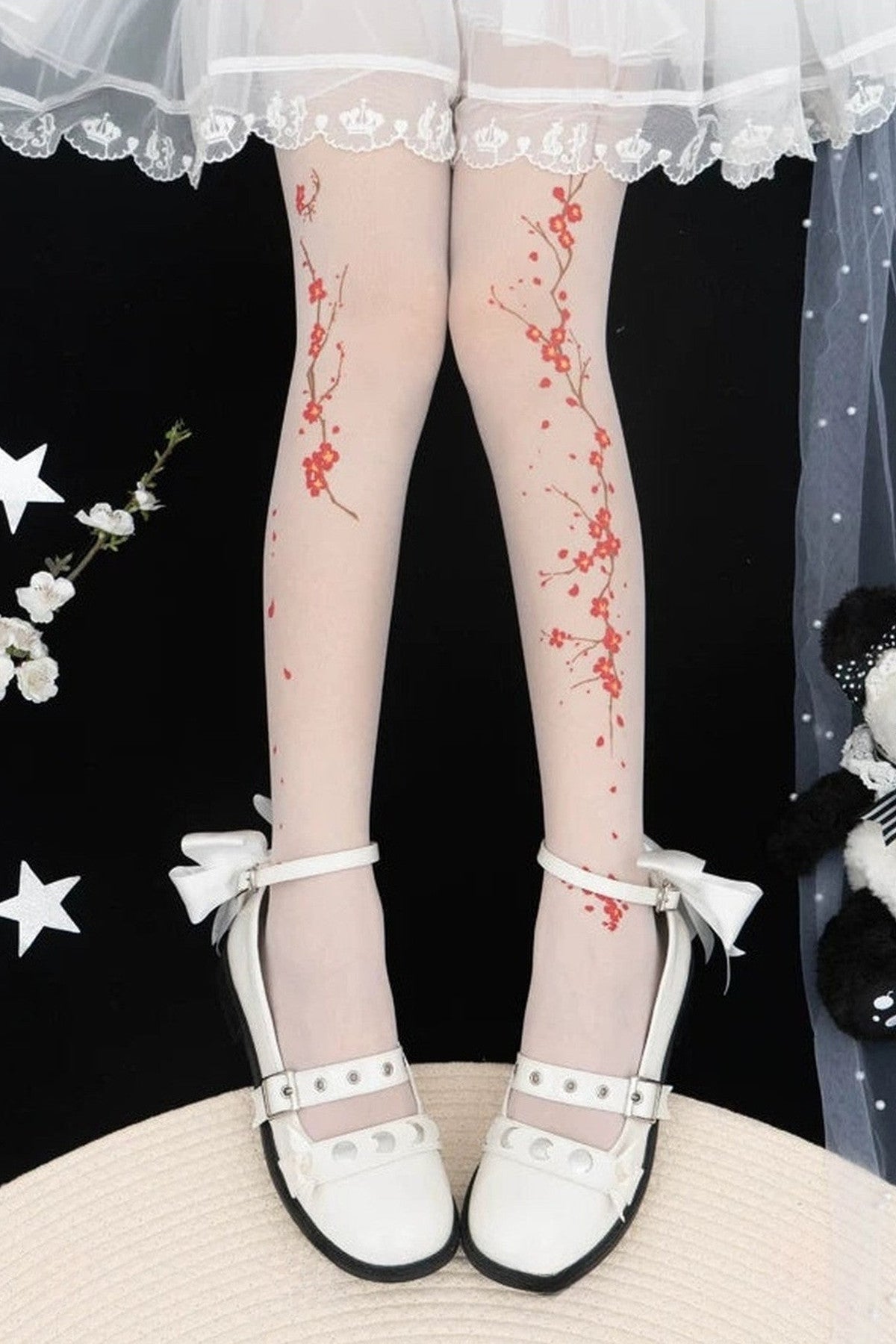 Hidden Plum Blossom Tights