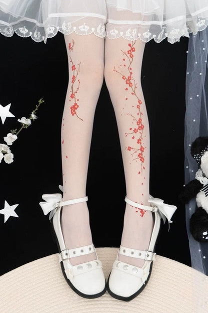 Hidden Plum Blossom Tights