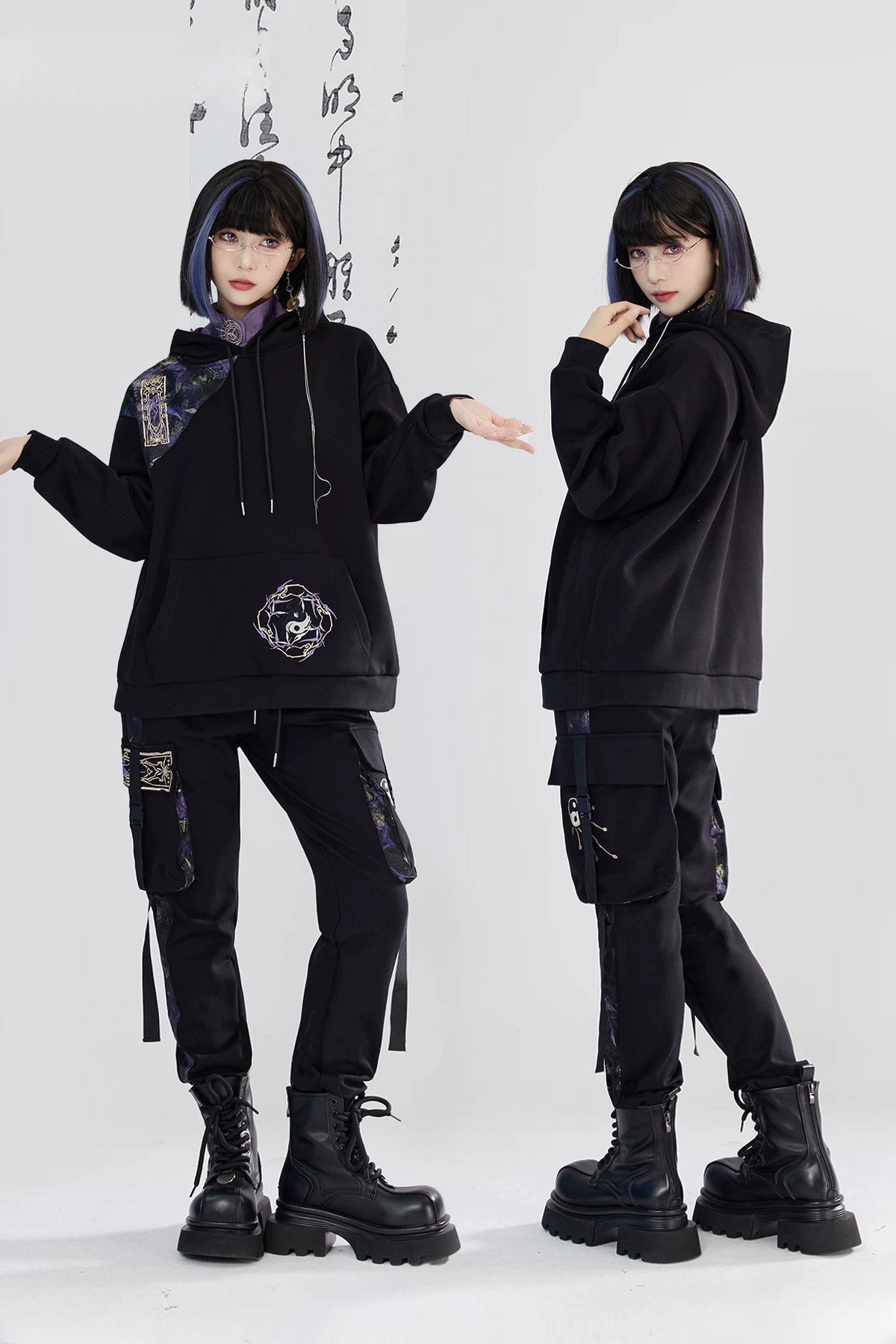 Embroidered Fleece Hoodie and Pants Set-Up