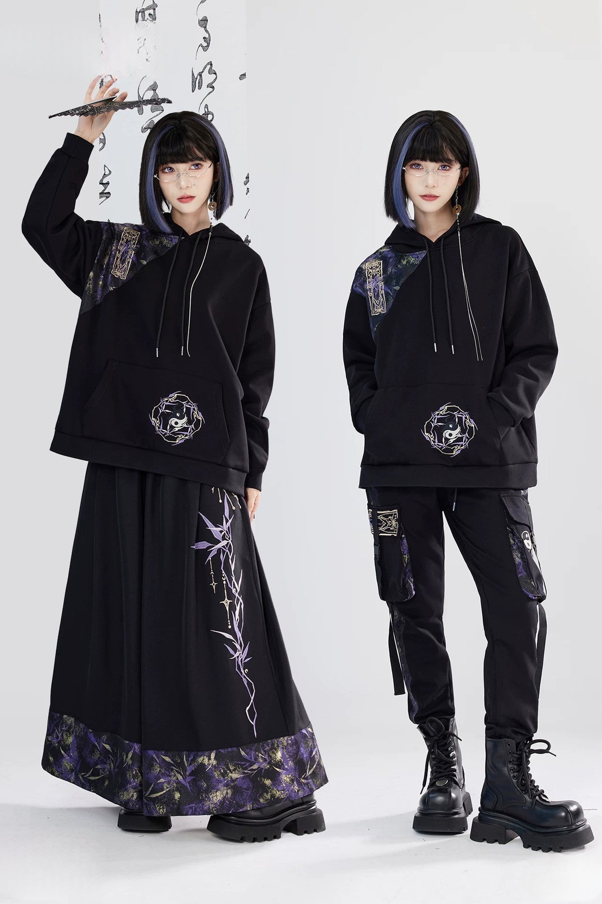 Embroidered Fleece Hoodie and Pants Set-Up