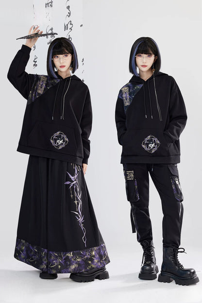 Embroidered Fleece Hoodie and Pants Set-Up