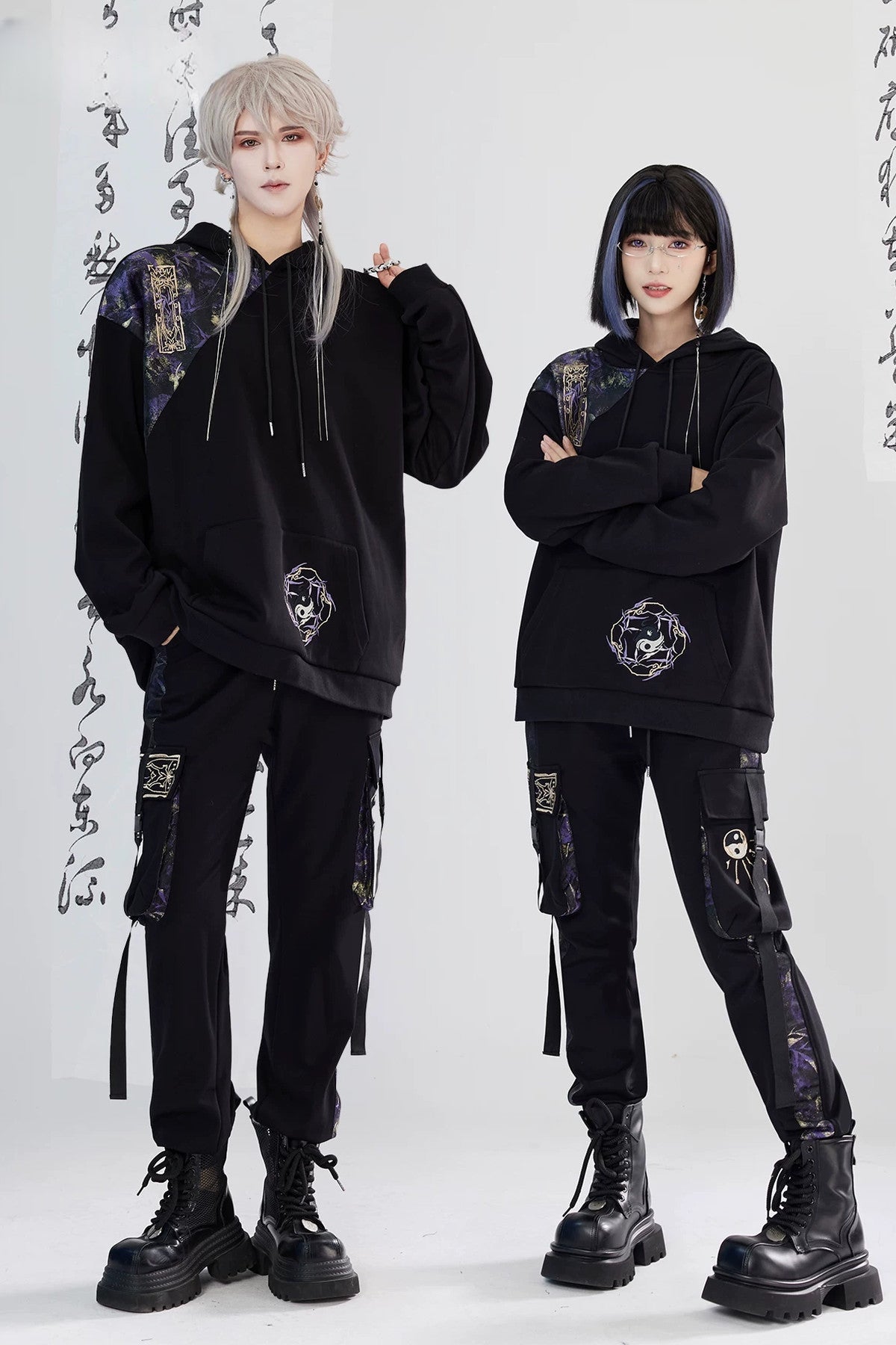 Embroidered Fleece Hoodie and Pants Set-Up