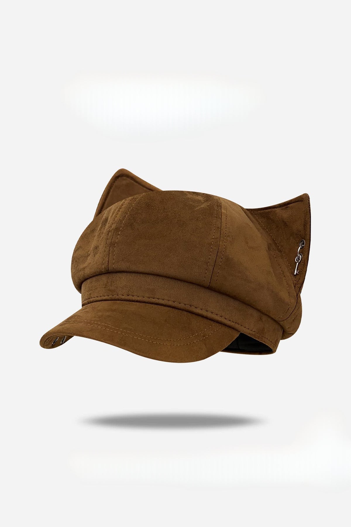 Cat ear studded suede newsboy cap