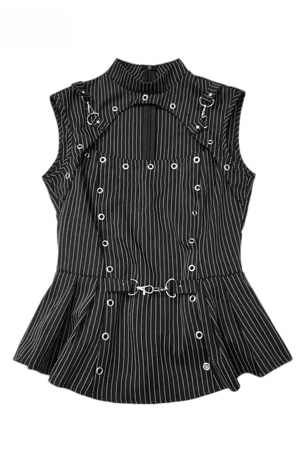 Striped Sleeveless Vest Dress Set