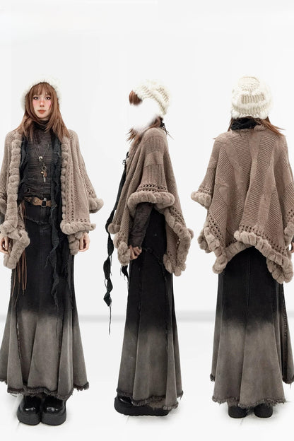 Brown Fuzzy Shawl Cardigan