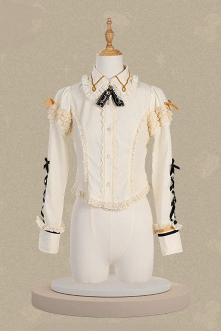 [Pre-order Deadline: September 8] Classic Lace Ribbon Lolita Blouse + Antique Bear Ribbon Rosette Sash