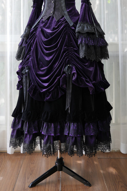 Blue Purple Dark Gothic Elegant Dress Skirt