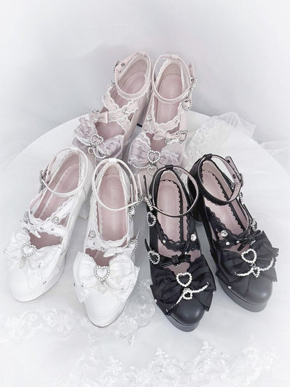 【12月12日予約締切】ジェムストーンパールリボンロリータハイヒール