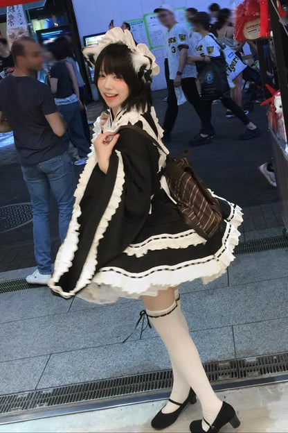 【12月6日予約締切】和ロリメイドドレスセットアップ＋ヘッドバンド