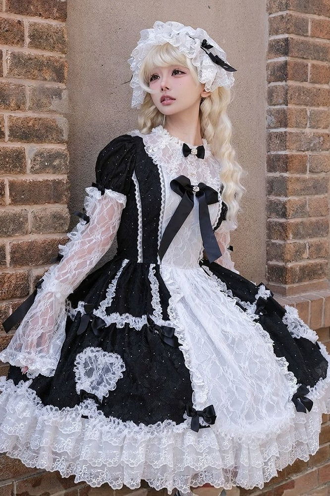 XLサイズ　ゴスロリ・ロリータ衣装 ホワイト・ブラック belchic lilyblack – Belchic