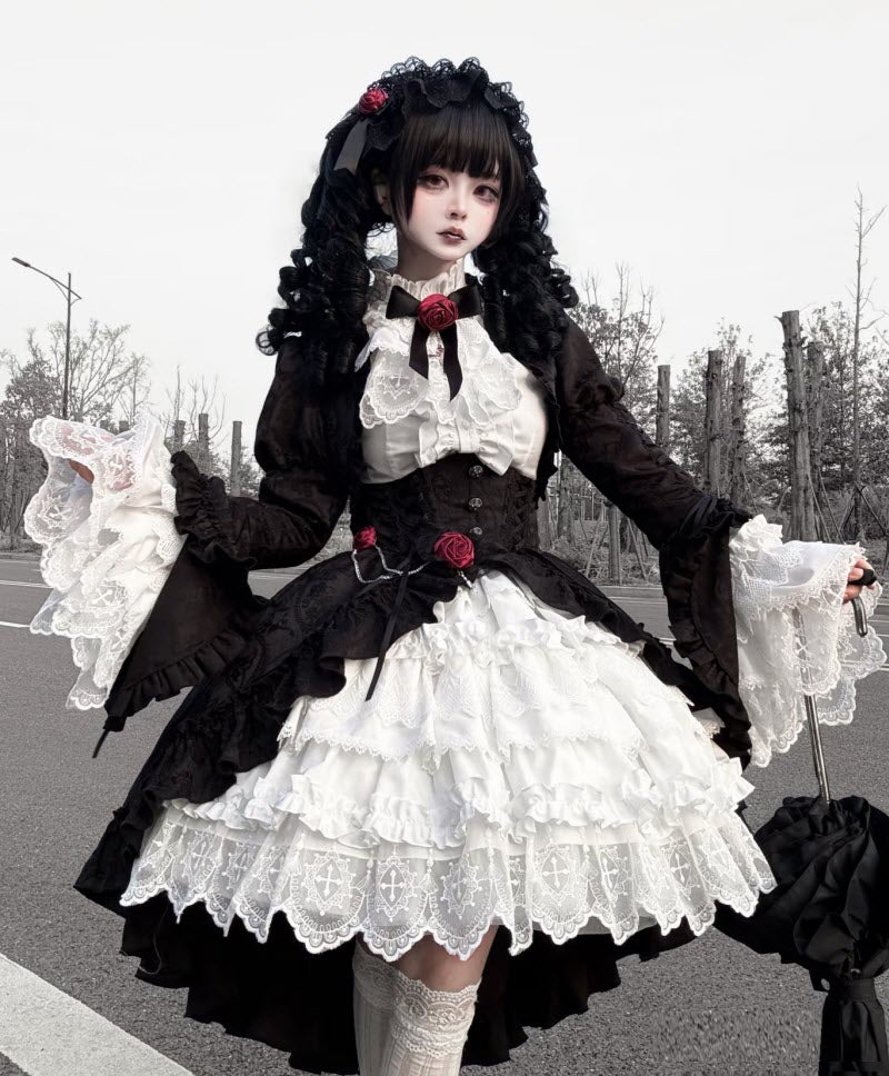 【12月26日予約締切】ブラッドムーンローズラッフルシャツ＋ゴージャスコルセットスカート＋ボレロジャケット＋ヘアバンド