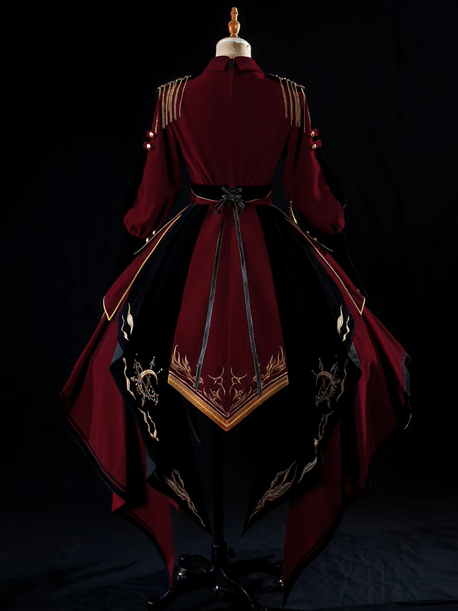 [Pre-order Deadline: November 16] Holy Army Red Black Embroidery Military Uniform Cape Dress Complete Set + Dress Set