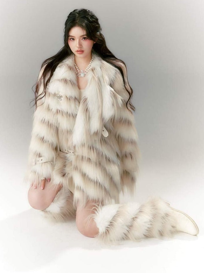 Marbled Milky Over Fur Coat