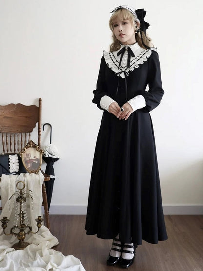 【Reservation deadline February 23】Classic Elegant Series Frill Stand Collar Flare Long Dress