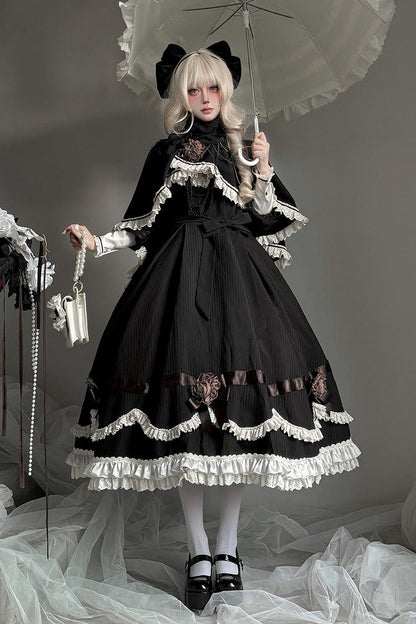 【12月23日予約締切】トワイライトレインロマンティックローズハイネックカラー付きフリルケープ