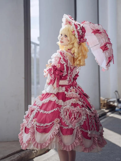 【2月22日予約締切】アンティークベリーローズロマンティックファンタジーロリータショートドレス