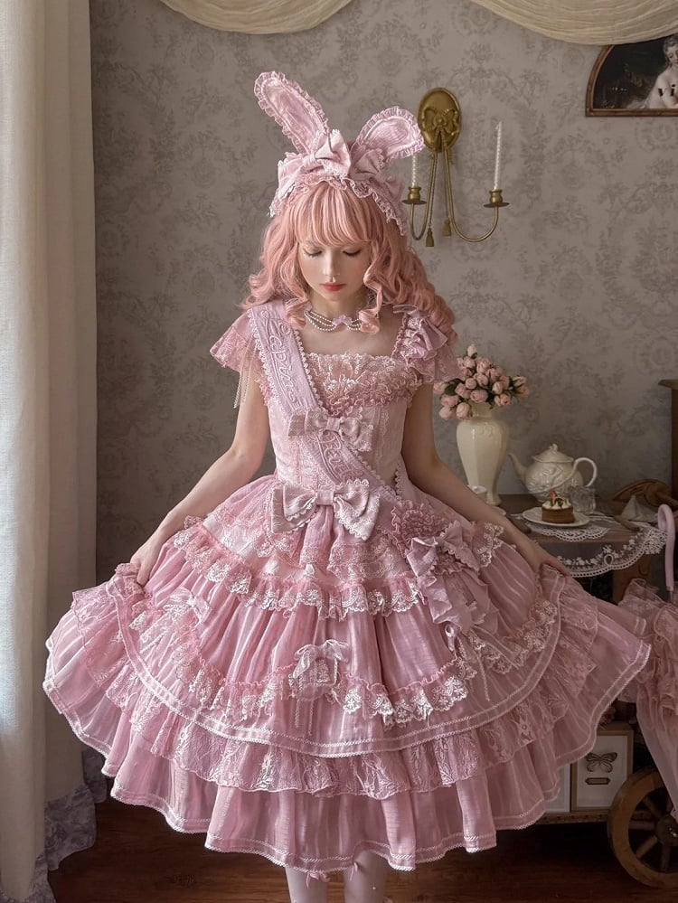 【6月20日予約締切】ピンク/ブルースイートラビットリボンフェアリープリンセスシリーズアクセサリー（うさ耳ヘアバンド・サッシュ）