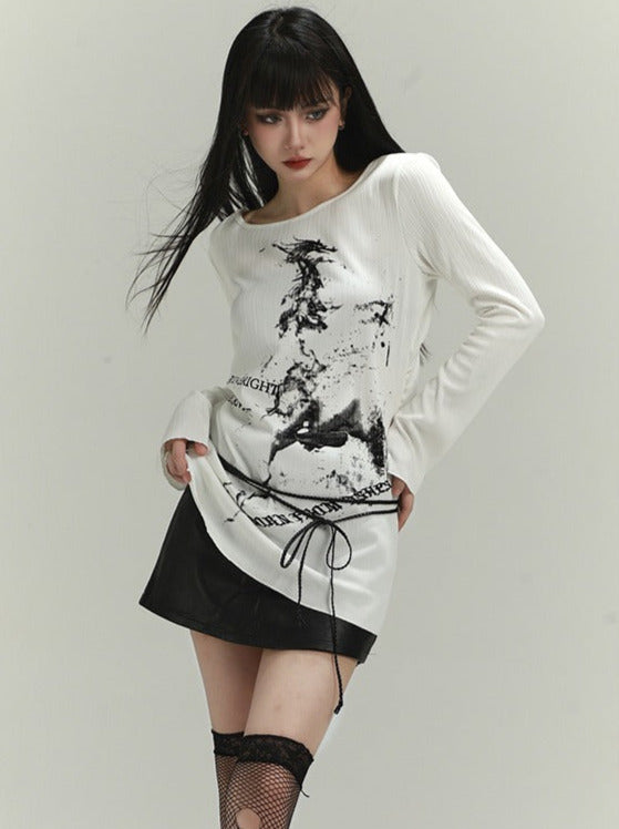 Ghost Girl White Knit T-shirt Dress