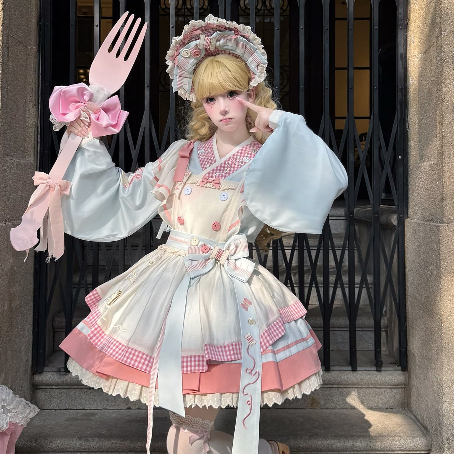 【12月6日予約締切】チャイナロリータエンブロイダリーメイドドレスセット＋ボンネット