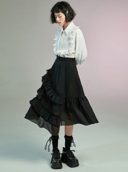 Black Frilled Sheer Skirt