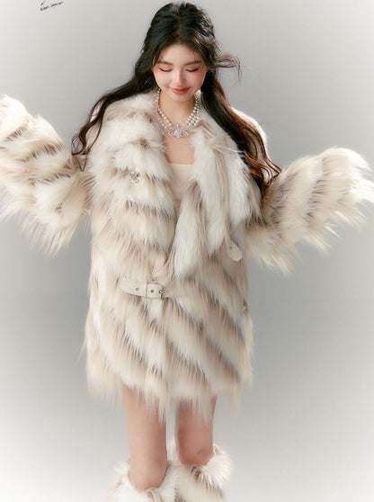 Marbled Milky Over Fur Coat